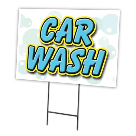 Signmission Car Wash Yard Sign & Stake outdoor plastic coroplast window, C-2436 Car Wash C-2436 Car Wash